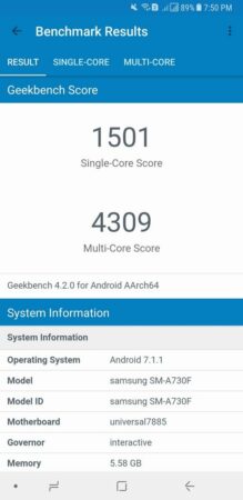 Samsung Galaxy A8 Geekbench