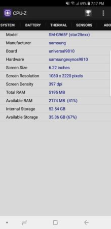 Galaxy S9 CPU Z 3