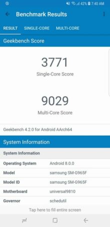Galaxy S9 geekbench