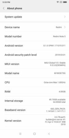 Redmi Note 5 MIUI 9.5 1