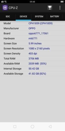 Oppo F7 Youth CPU Z 3