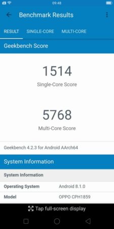 Oppo F7 Youth Geekbench