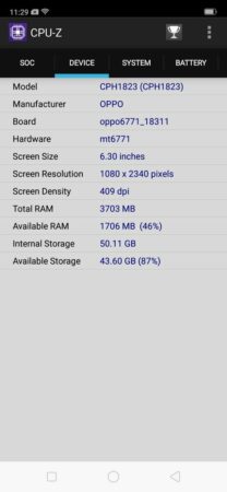 Oppo F9 CPU Z 3
