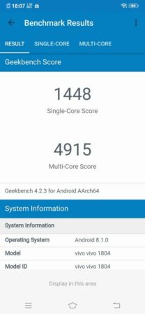 Vivo V11 Pro UI Geekbench Vivo V11 Pro UI Geekbench