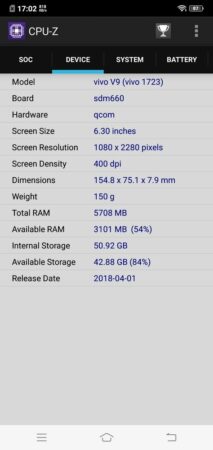 Vivo V9 6GB CPU Z 3