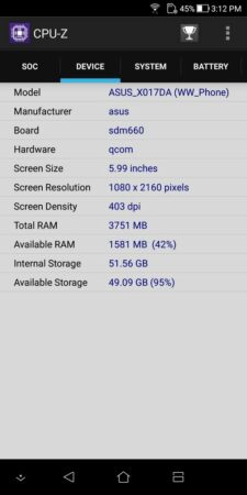 ZenFone 5Q CPU Z 2