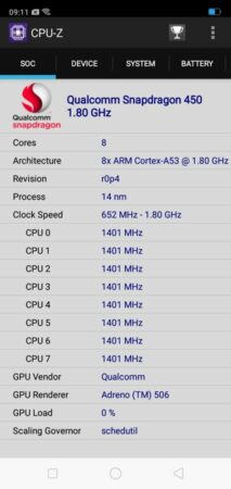 Oppo A3s CPU Z 1
