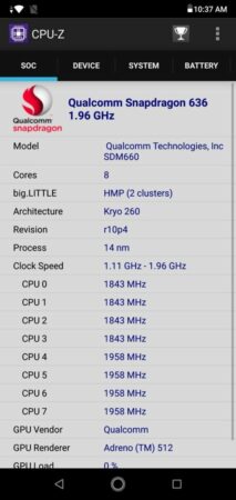 Asus ZenFone Max Pro M2 CPU Z 2