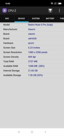 Redmi Note 6 Pro CPU Z 3