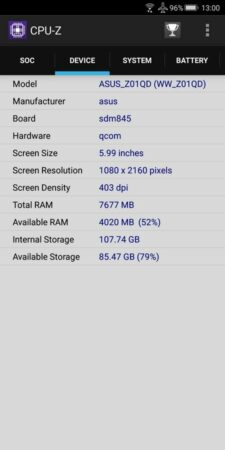 Asus ROG Phone CPU Z 3