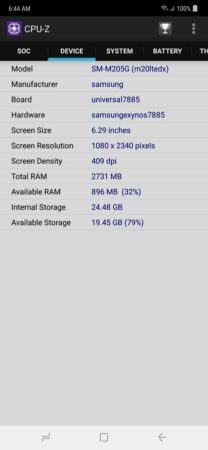 Samsung Galaxy M20 CPU Z 3