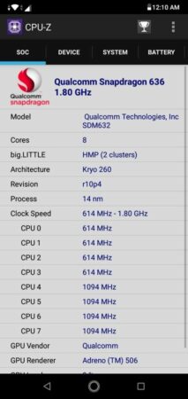 Asus ZenFone Max M2 CPU Z 2
