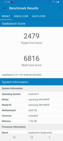 Galaxy A80 Geekbench