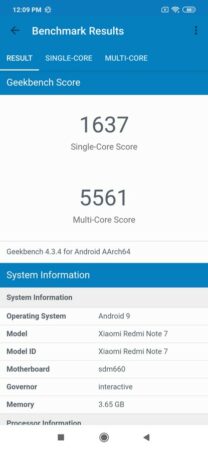 Redmi Note 7 Geekbench