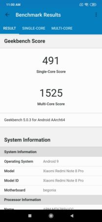 Redmi Note 8 Pro Geekbench