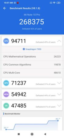 Review Xiaomi Mi Note 10 Pro: Kamera Kelas Flagship, Asyik Untuk Foto dan Video 49 Xiaomi Mi Note 10 Pro Antutu 8