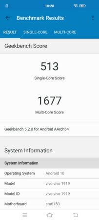 Vivo V19 Geekbench