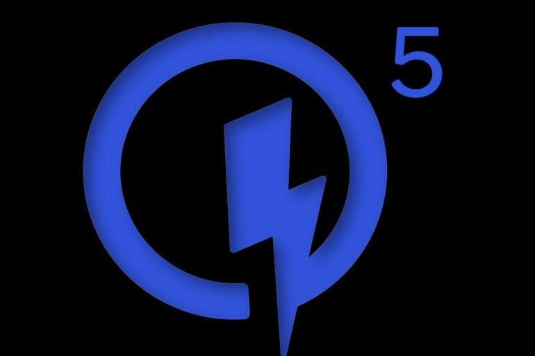 Blue Quick Charge 5 Logo Blue Quick Charge 5 Logo