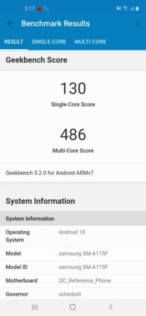 Galaxy A11 Geekbench