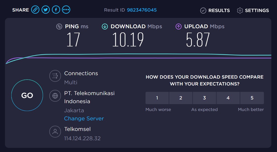 Kecepatan internet Telkomsel Orbit