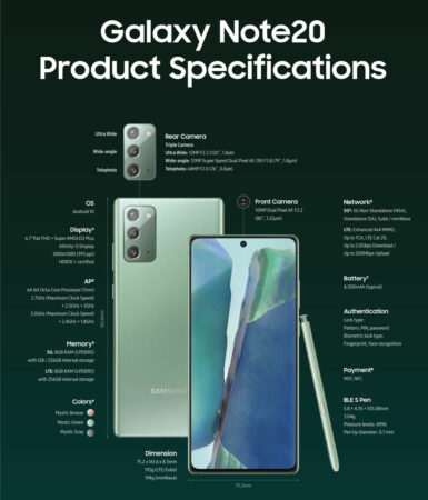 Samsung Galaxy Note20 spesifikasi Samsung Galaxy Note20 spesifikasi
