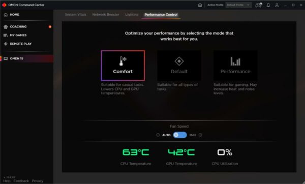 HP Omen command center HP Omen command center