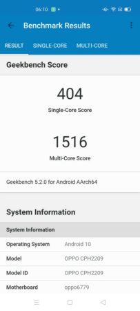 OPPO Reno4 F Geekbench 5