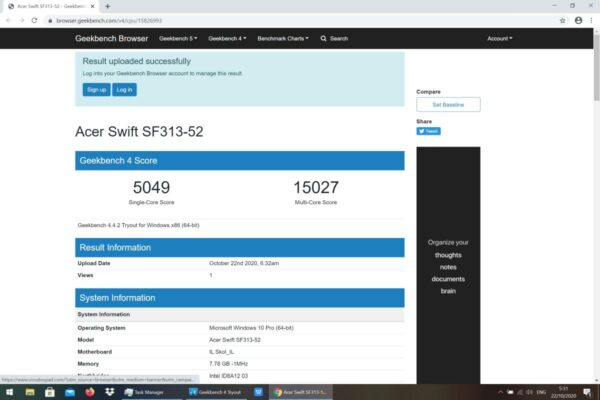 Acer Swift 3 Air 2 SF313 52 benchmark 1 Acer Swift 3 Air 2 SF313 52 benchmark 1