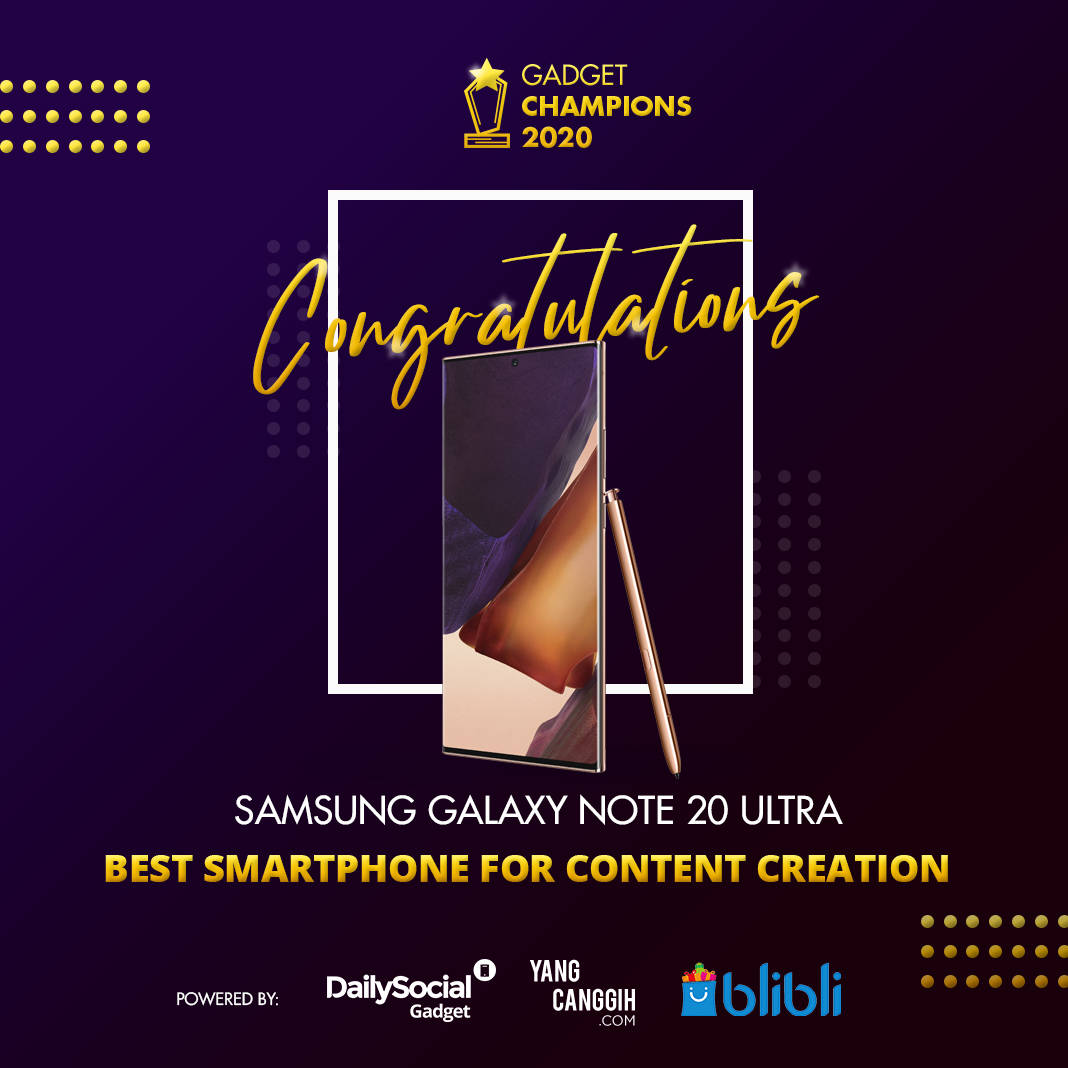 Gadget Champions 2020 Samsung Galaxy NOTE 20 ULTRA CONTENT CREATION