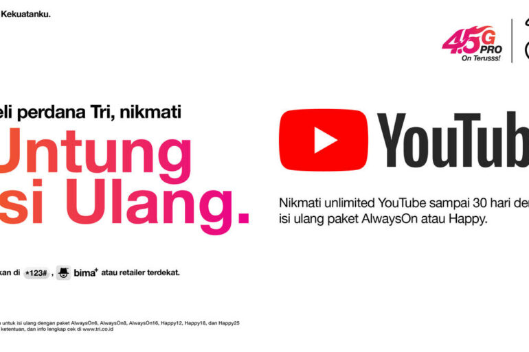 3 indonesia untung isi ulang kuota youtube unlimited
