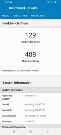 Geekbench 5 Galaxy A02s
