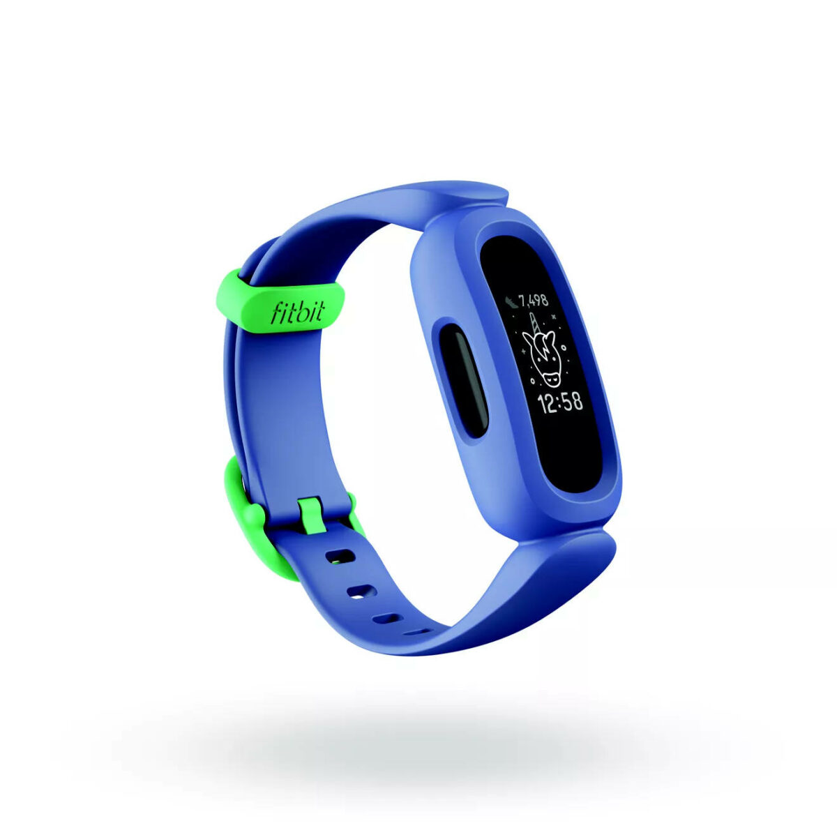 Fitbit Proxima Kids Render 3QTR Core Cosmic Blue Astro Green Clock Default Shadow