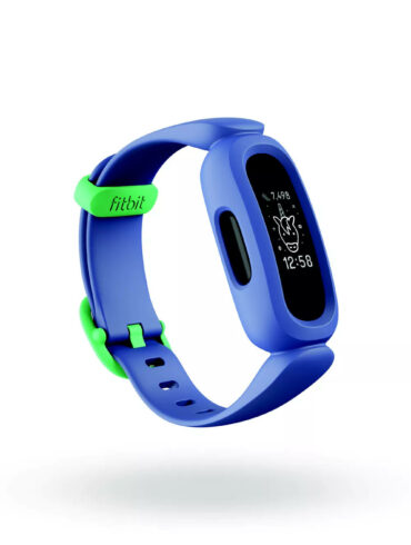 Fitbit Proxima Kids Render 3QTR Core Cosmic Blue Astro Green Clock Default Shadow