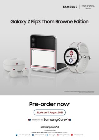 Pre order Edisi Thom Browne Galaxy Z Flip3 sudah bisa dilakukan di website resmi Samsung Indonesia