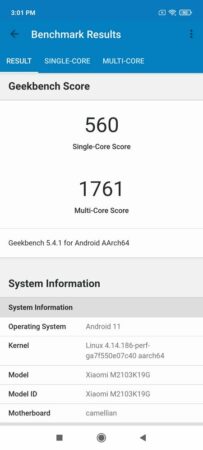 Geekbench Redmi Note 10 5G