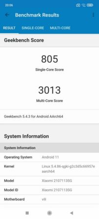 Geekbench 5 Xiaomi 11T Pro
