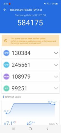 Antutu 9 Galaxy S21 FE