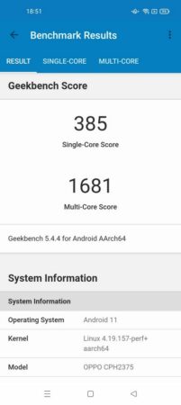 Kelebihan dan Kekurangan OPPO A76 30 Geekbench OPPO A76