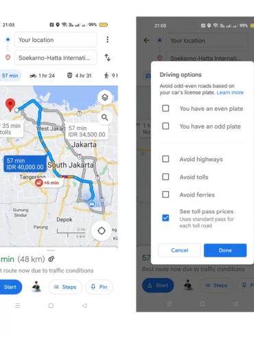 Google Maps biaya tol 3 Google Maps biaya tol 3