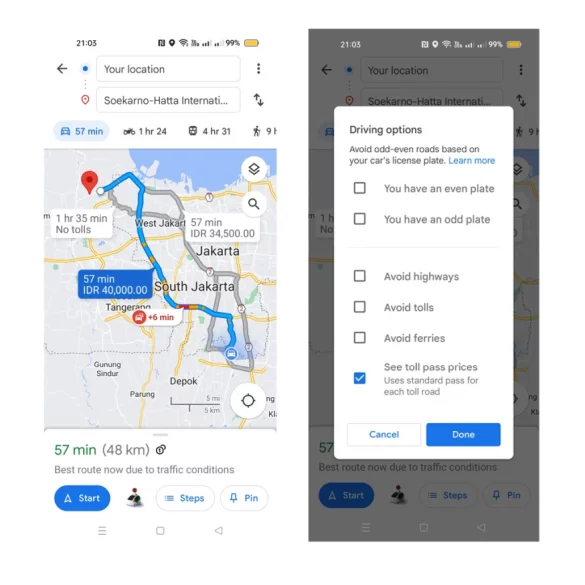 Google Maps Android dan iOS Kini Bisa Tampilkan Biaya Tol 21 Google Maps biaya tol 3