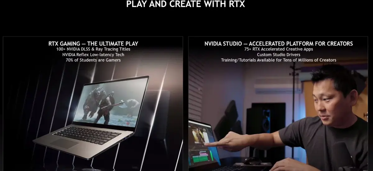 Kartu grafis NVIDIA GeForce RTX pada laptop gaming modern