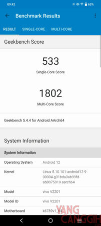 Geekbench vivo V25e
