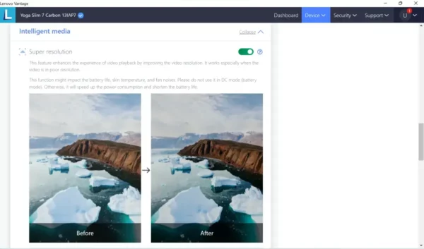 Review Lenovo YOGA Slim 7i Carbon 13IAP7 31 Lenovo Vantage Advanced Settings 2