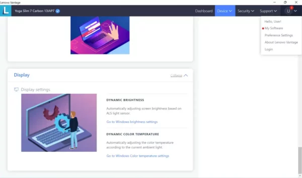 Review Lenovo YOGA Slim 7i Carbon 13IAP7 33 enovo Vantage Advanced Settings