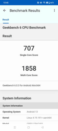 Geekbench OPPO A78 5G