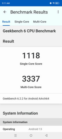 Geekbench Infinix GT 10 Pro