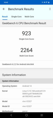 Geekbench vivo Y100 5G
