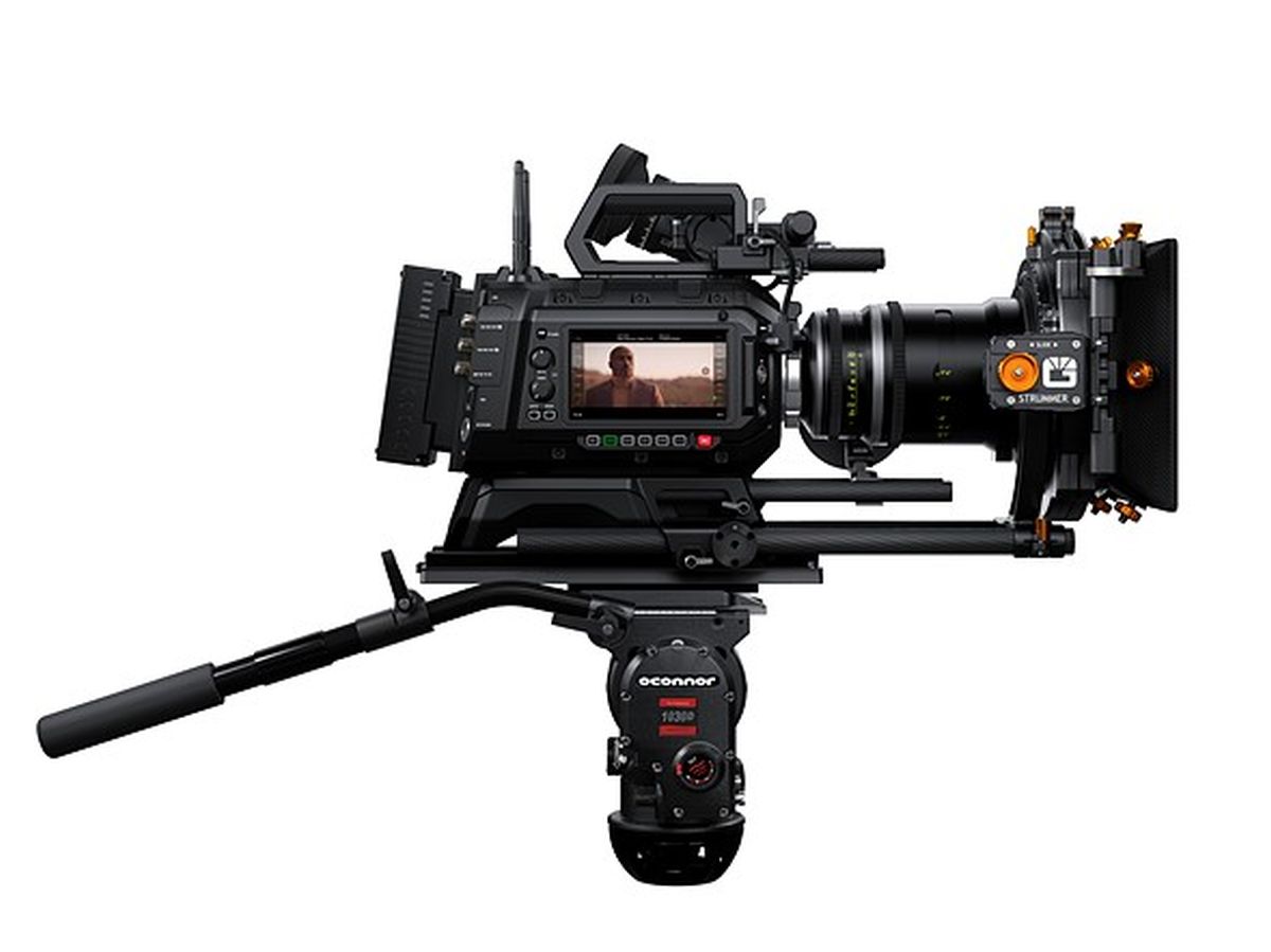 Black 12K professional cinema camera showcasing high-end precision hardware design