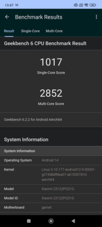 Review POCO X6 5G 43 Geekbench POCO X6 5G