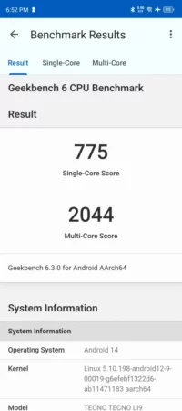 benchmark TECNO POVA 6 PRO 6